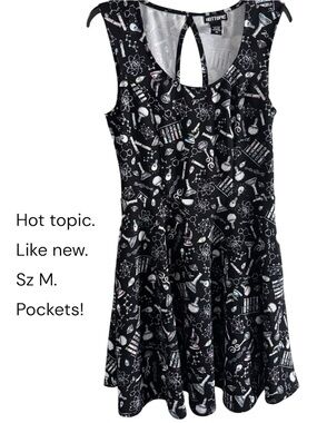 Hot Topic Black Science Print Fit & Flare Dress